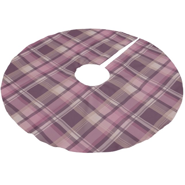 Shabby Chlc Deep Pink Karierte Weihnachtsbaumbasis Polyester Weihnachtsbaumdecke (Schrägansicht)