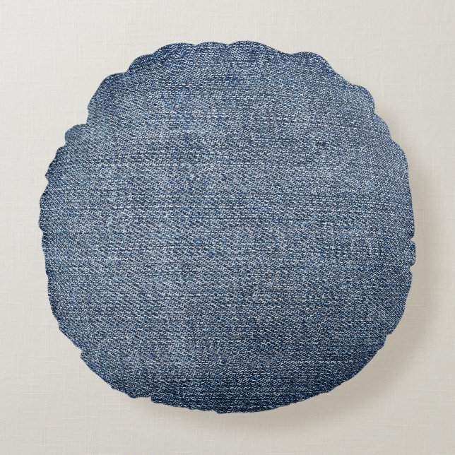 Shabby denim: blaue Jeans-Textur Rundes Kissen (Vorderseite)