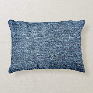 Shabby Denim Textur für Hintergrund. Blue Jeans Dekokissen