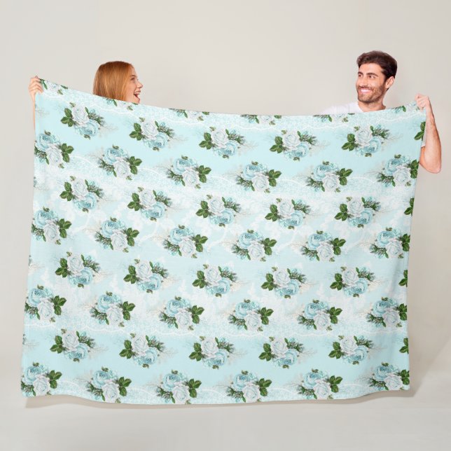 Shabby Floral Aqua Serie Design 1 Fleecedecke (Beispiel)