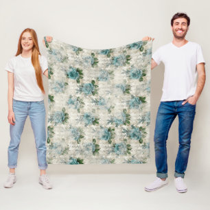 Shabby Floral Aqua Serie Design 2 Fleecedecke