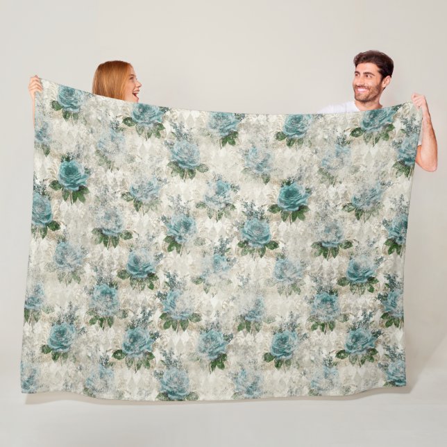 Shabby Floral Aqua Serie Design 2 Fleecedecke (Beispiel)
