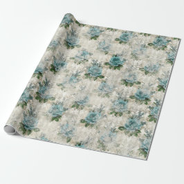 Shabby Floral Aqua Serie Design 2 Geschenkpapier