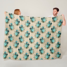 Shabby Floral Aqua Serie Design 3 Fleecedecke