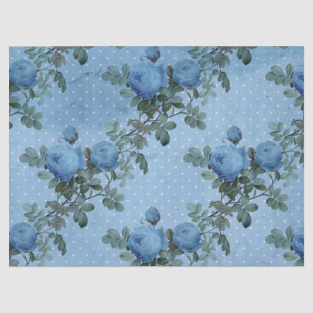 Shabby Floral Blue Serie Design 5 Seidenpapier (Vorderseite)