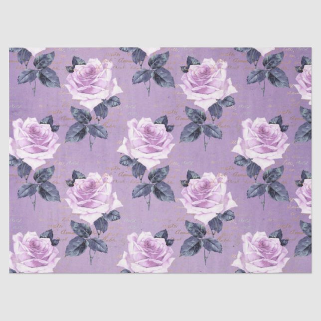 Shabby Floral Lila Series Design 3 Seidenpapier (Vorderseite)