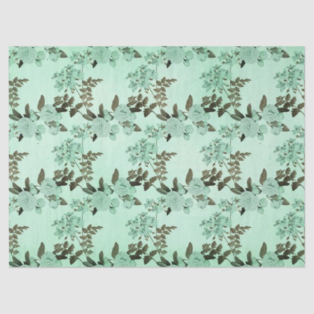 Shabby Floral Mint Series Design 8 Seidenpapier (Vorderseite)