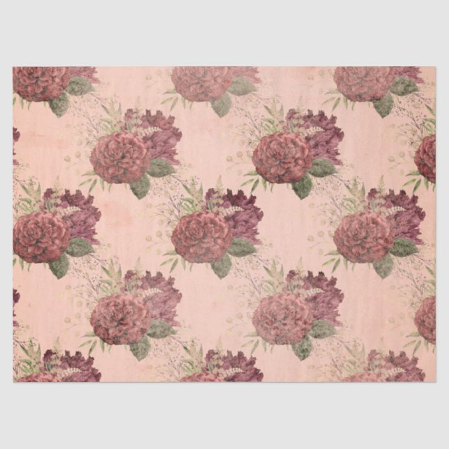 Shabby Floral Peach Series Design 11 Seidenpapier (Vorderseite)