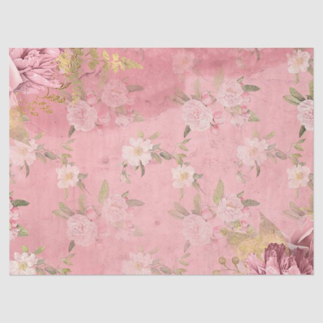 Shabby Floral Pink Serie Design 3 Seidenpapier (Vorderseite)