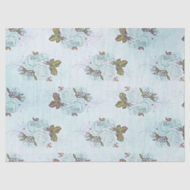 Shabby Floral Turquoise Serie Design 10 Seidenpapier (Vorderseite)