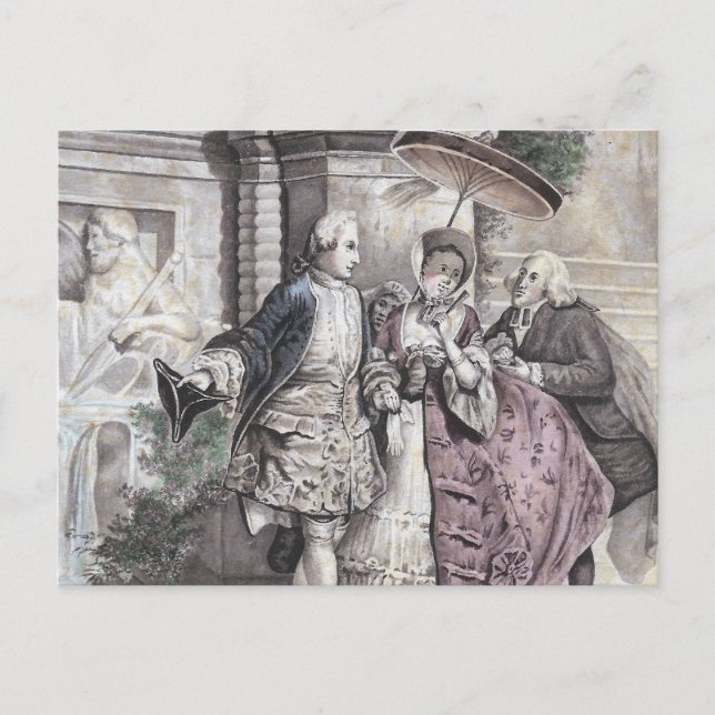 Shabby Französisch Romantische Szene verblasste Vi Postkarte (Vorderseite)