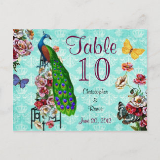 Shabby French Peacock Table Platzkarte Postkarte