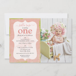 Shabby Hütte Pink Rose Baby Girl Birthday Foto Einladung