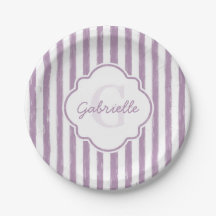 Shabby Lila gestrichene Streifen Monogramm und Nam