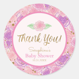 Shabby Niedlich Glitzer Rose Babydusche Danke Runder Aufkleber
