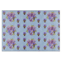 Shabby Pansy Floral Blue Gingham Magnetic Frame