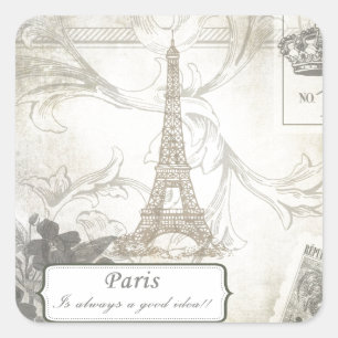 Shabby: Paris ist immer eine gute Idee! Quadratischer Aufkleber