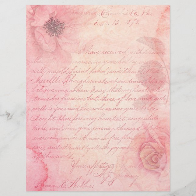 Shabby Pink Floral Scrapbook Ephemera (Vorderseite)