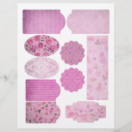 Shabby Pink Patterns Scrapbook Verzierungsblatt