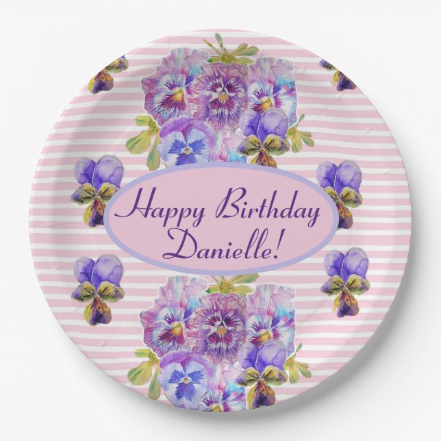 Shabby Pink Rose Blumenkohl Tee Party Lila Pappteller (Vorderseite)