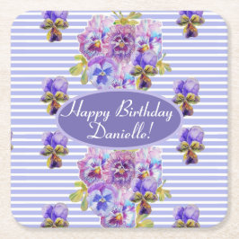 Shabby Pink Rose Blumenkohl Tee Party Lila Rechteckiger Pappuntersetzer