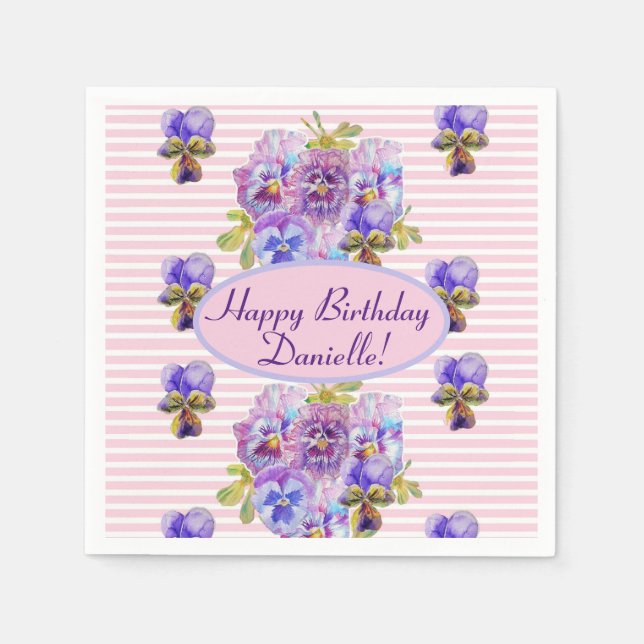 Shabby Pink Rose Blumentee Party Lila Paper Pla Serviette (Vorderseite)