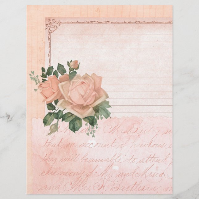 Shabby Pink Rose Scrapbook Paper (Vorderseite)