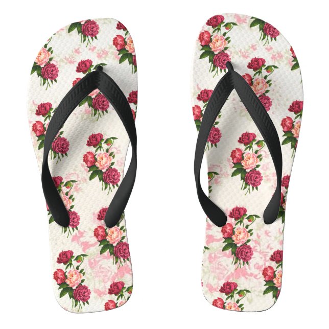 Shabby Pink Roses Flip Flops (Fußbett)