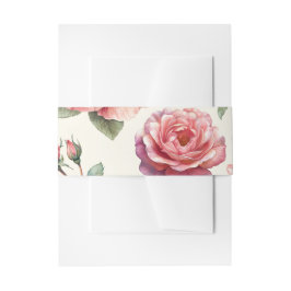 Shabby Pink Roses Forever Einladungsbanderole