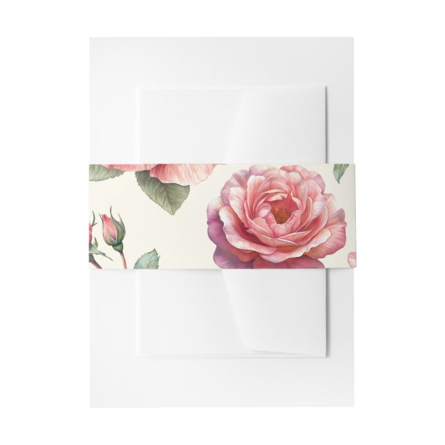 Shabby Pink Roses Forever Einladungsbanderole (Vorderseite Beispiel)