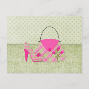 Shabby Pink Roses Purse and Shoe (2) Postkarte