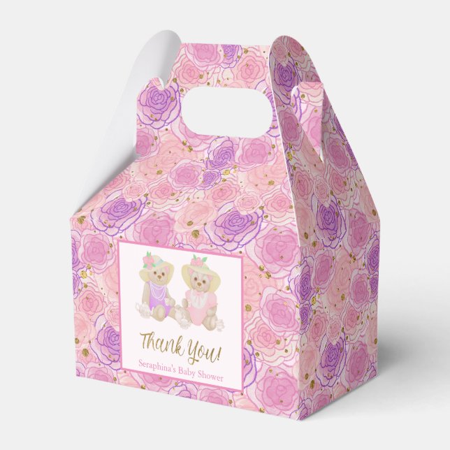 Shabby Pink Roses Tea Party Babydusche Geschenkschachtel (Vorderseite)