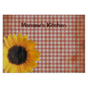 Shabby Red Gingham und Sunflower Custom Schneidebrett