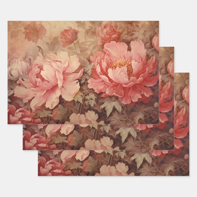 SHABBY ROMANTIC ROSE PEONY DEKORATIVE PAPIER SET (Set)