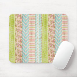 Shabby Rose Pastel Muster auf rustikale Hütte Holz Mousepad