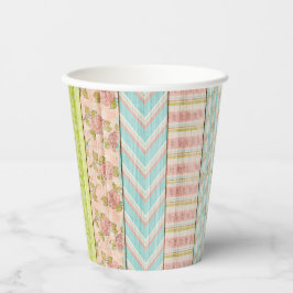 Shabby Rose Pastel Muster auf rustikale Hütte Holz Pappbecher
