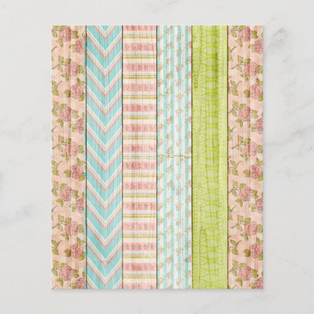 Shabby Rose Pastel Rustic Wood Scrapbook Paper Flyer (Vorne)