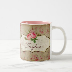 Shabby-Rose Personalisierte Mug Zweifarbige Tasse