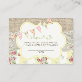 Shabby Rustic Country Chic Diaper Raffle Ticket Begleitkarte
