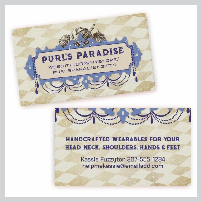 Shabby Vintager Kronleuchter Stricknadeln Visitenkarte (Von Creator hochgeladen)