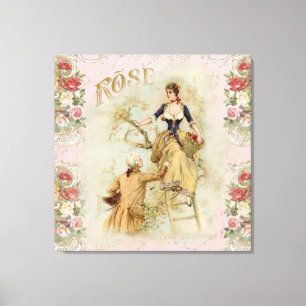 Shabbychic Paris Collage Rose Leinwanddruck