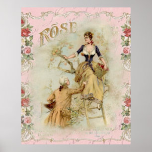 Shabbychic Paris Collage Rose Poster