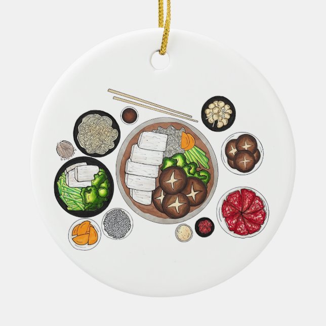 Shabu-Shabu Japan Japanische Küche Hotspot Keramik Ornament (Vorne)
