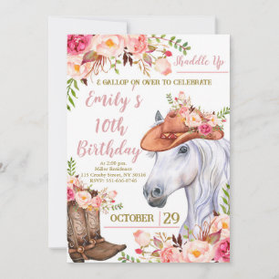 Shaddle Up Birthday, Cowgirl Birthday Party Einladung