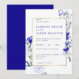 Shade of Royal Blue Elfenbein Blumenhochzeit Einladung