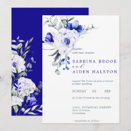 Shade of Royal Blue Elfenbein Blumenhochzeit Einladung