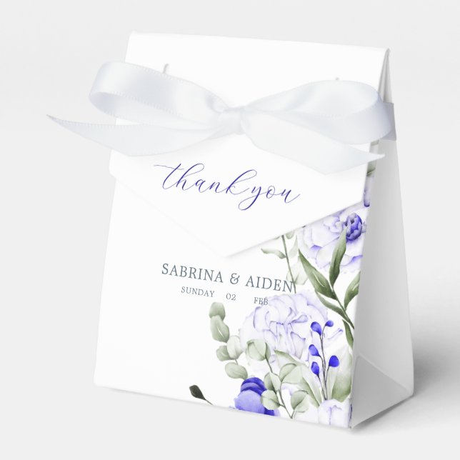 Shade of Royal Blue Elfenbein Blumenhochzeit Geschenkschachtel (Vorderseite)