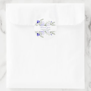 Shade of Royal Blue Elfenbein Blumenhochzeit Runder Aufkleber