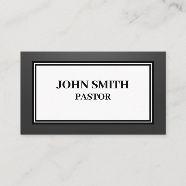 SHADED Church Pastor Black and White Business Card Visitenkarte (Vorderseite)