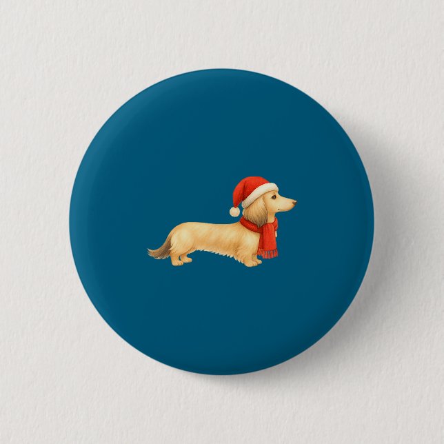 Shaded Cream Christmas Dachshund Dog Mom Funny Cut Button (Vorderseite)